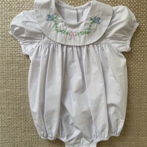 NWOT, Beaufort Bonnet White Baby Romper with Embroidered Details, 18-24 months